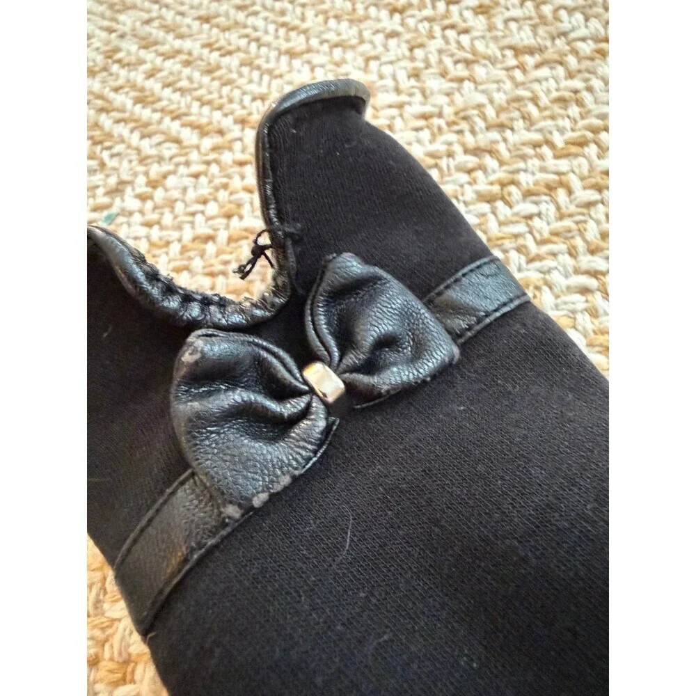 Black Touchscreen Gloves with Bow Detail